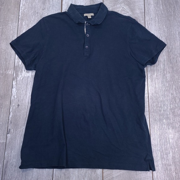 Burberry Other - Burberry Brit Polo Shirt Mens XL Navy Blue Check Placket Cotton Short Sleeve